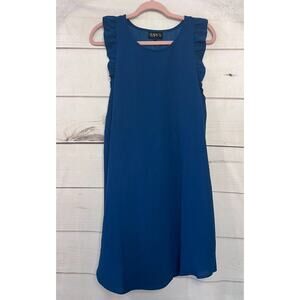 SSYS The Label Dark Teal Dress Ruffles Size LG Easy Comfy Cute!
